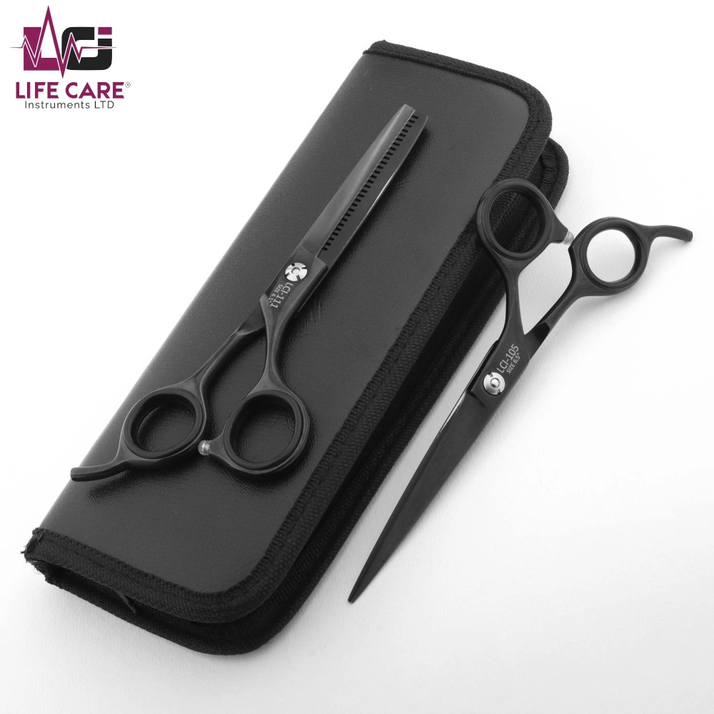 Black Barber Scissors and Thinning Scissors Set - LCI (Ltd)