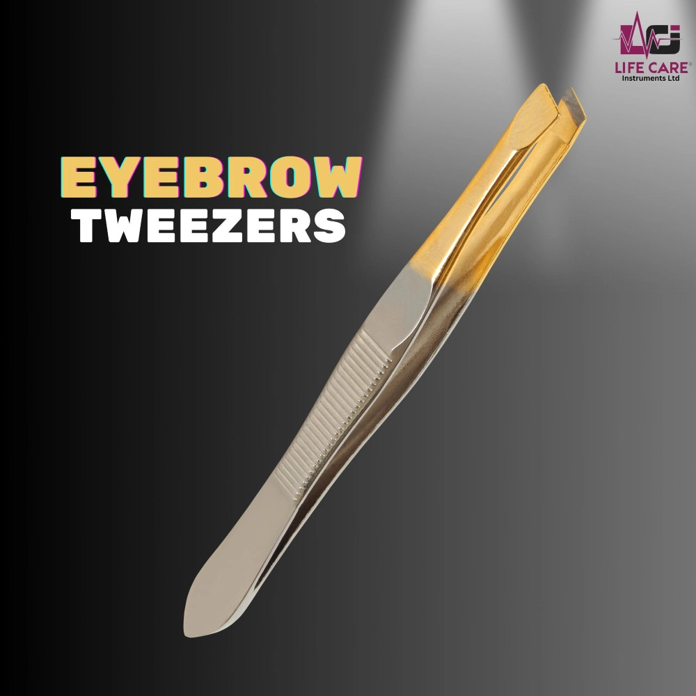 Slant Tip Gold Color Eyebrow Tweezers -  LCI (Ltd)