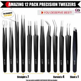 12 Pcs Precision Tweezer Set - LCI (Ltd)